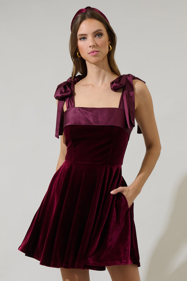 sugarlips Adison Bow Velvet Mini Dress