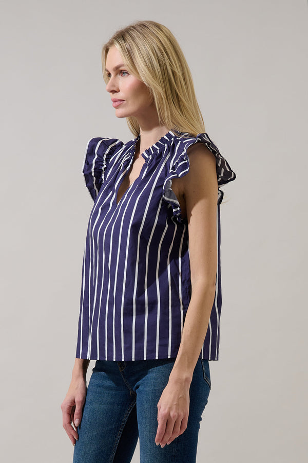 Sugarlips Adlina Ruffle Top Verta Stripe
