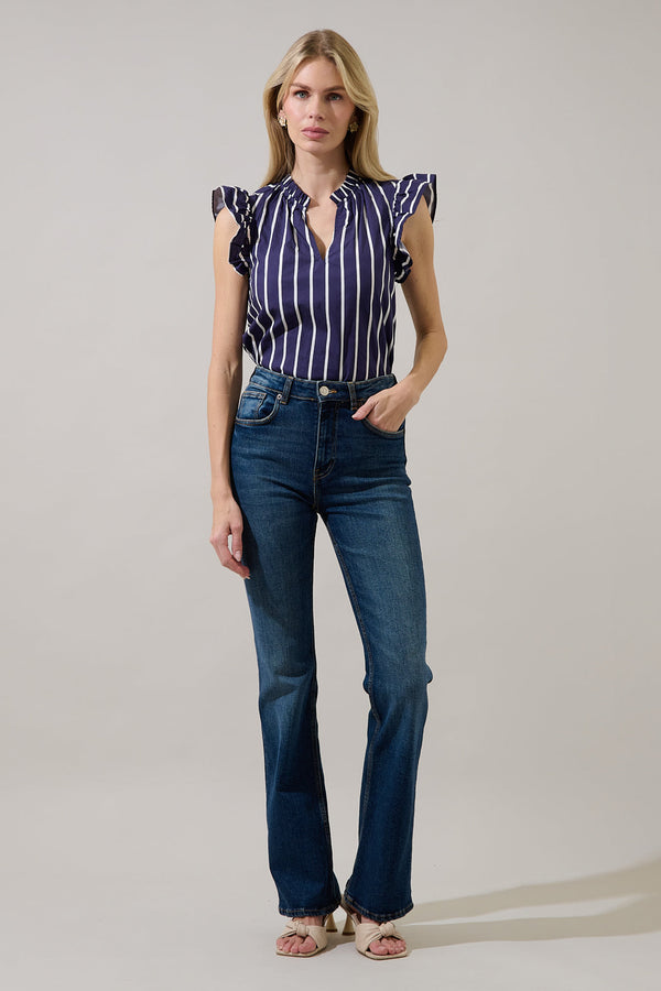 Sugarlips Adlina Ruffle Top Verta Stripe