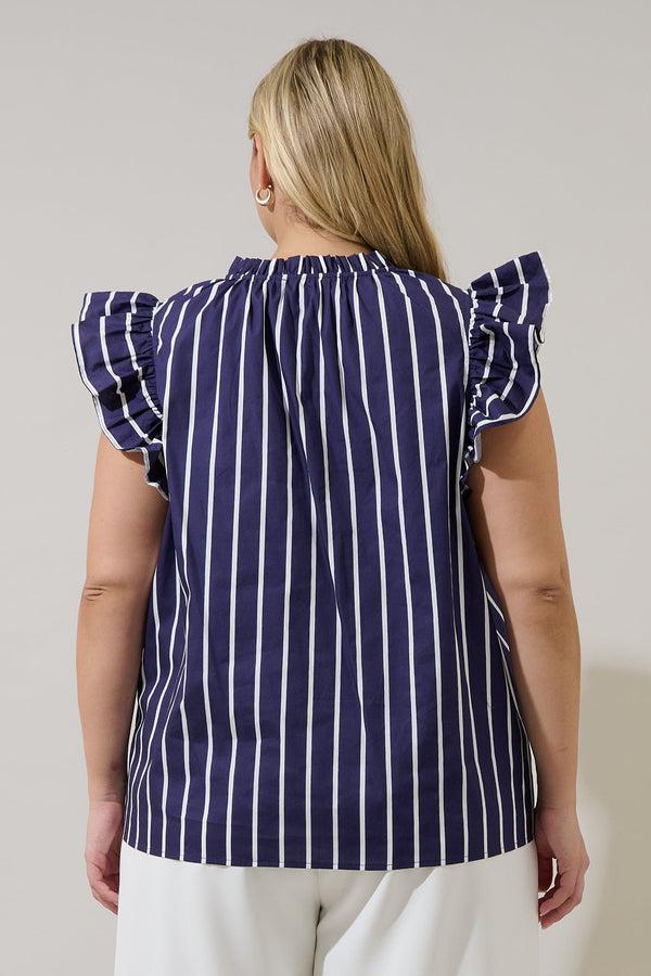 Sugarlips Adlina Ruffle Top Verta Stripe Curve