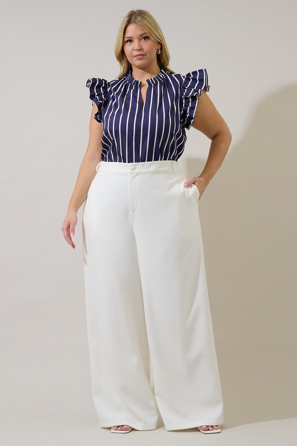 Sugarlips Adlina Ruffle Top Verta Stripe Curve