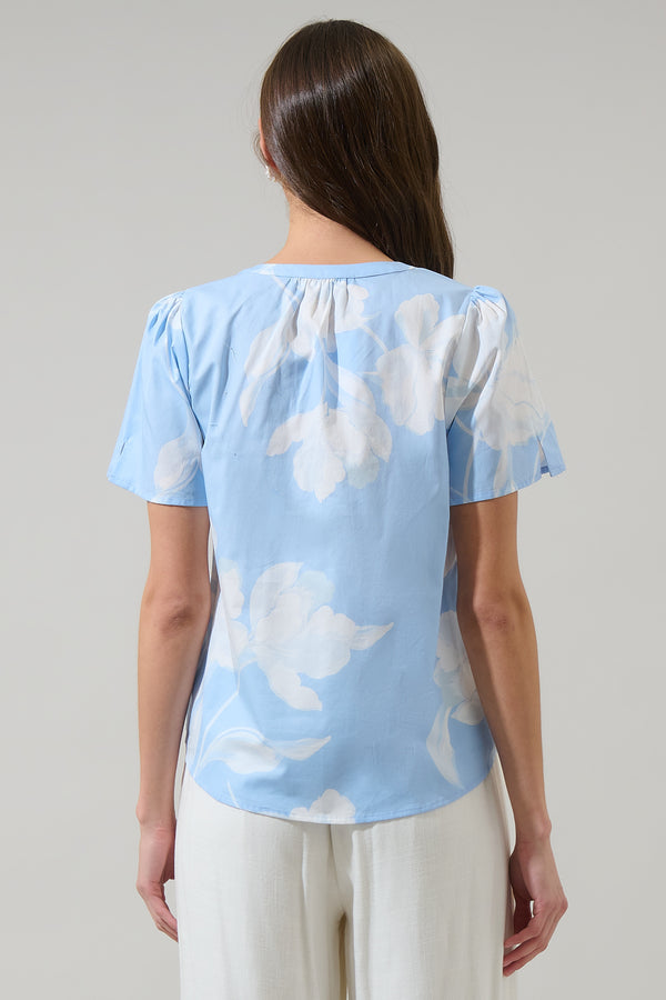 Sugarlips Afina Floral Xoey Split Neck Top