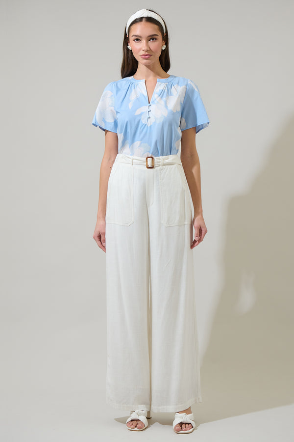 Sugarlips Afina Floral Xoey Split Neck Top