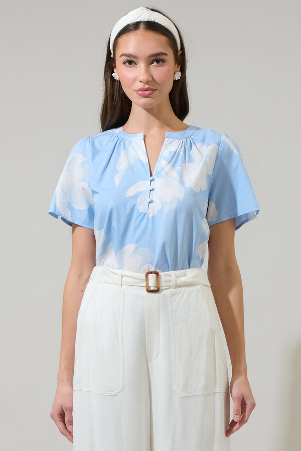 sugarlips Afina Floral Xoey Split Neck Top