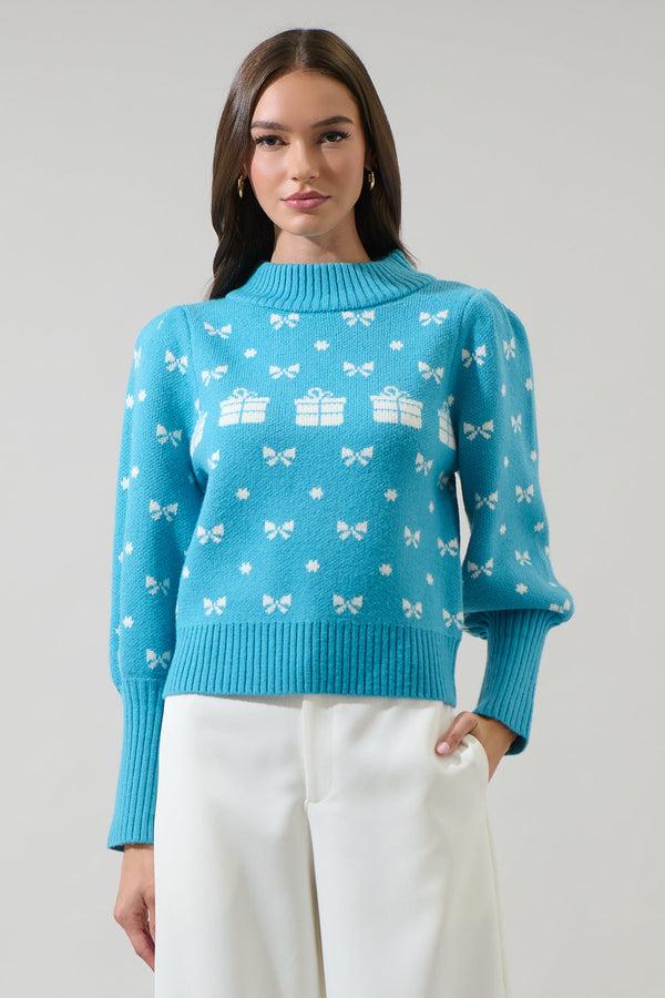 Sugarlips Agnes Bow Mock Neck Sweater