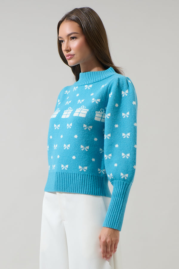 Sugarlips Agnes Bow Mock Neck Sweater