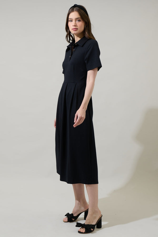 Sugarlips Aimee Collared Pleated Midi Dress