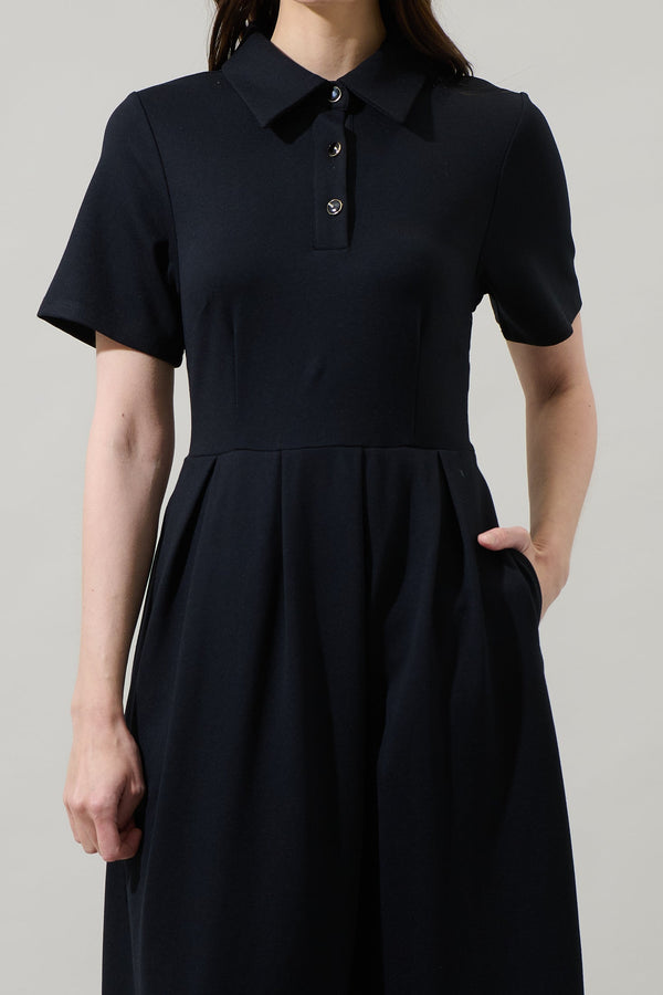 Sugarlips Aimee Collared Pleated Midi Dress