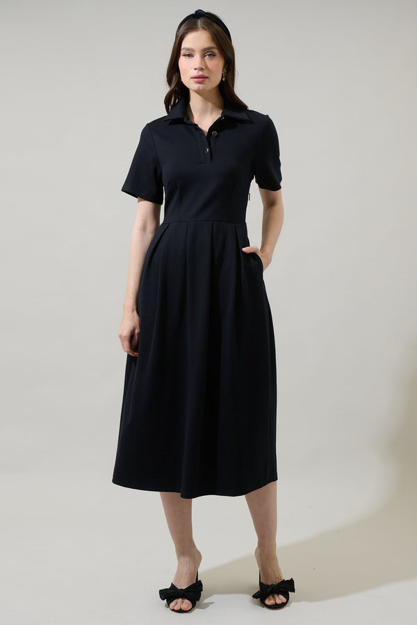 sugarlips Aimee Collared Pleated Midi Dress