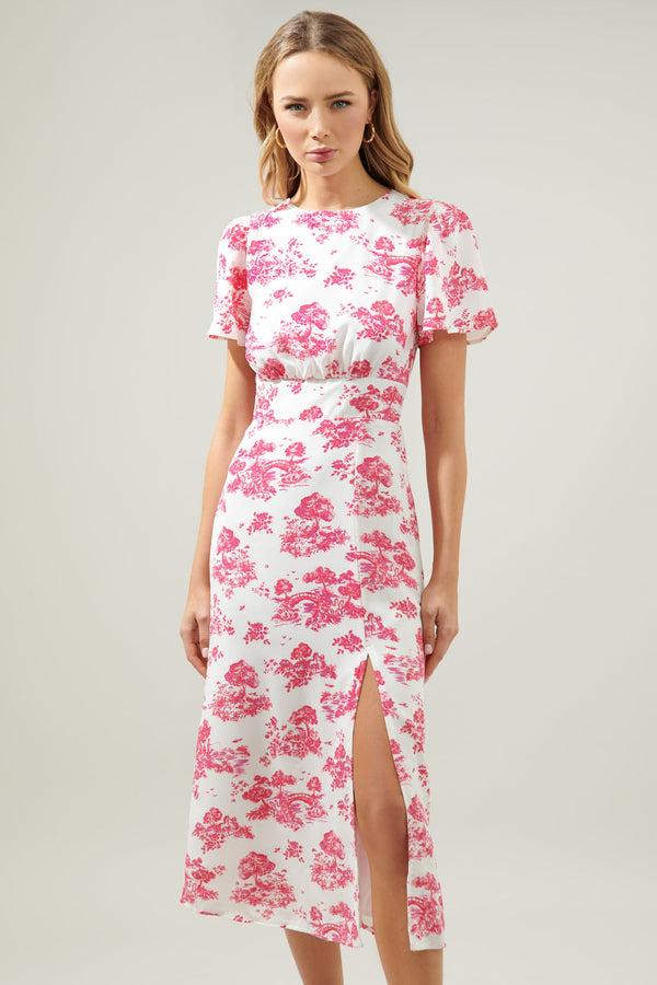 sugarlips Ainsley Meadow Toile Bloom Midi Dress