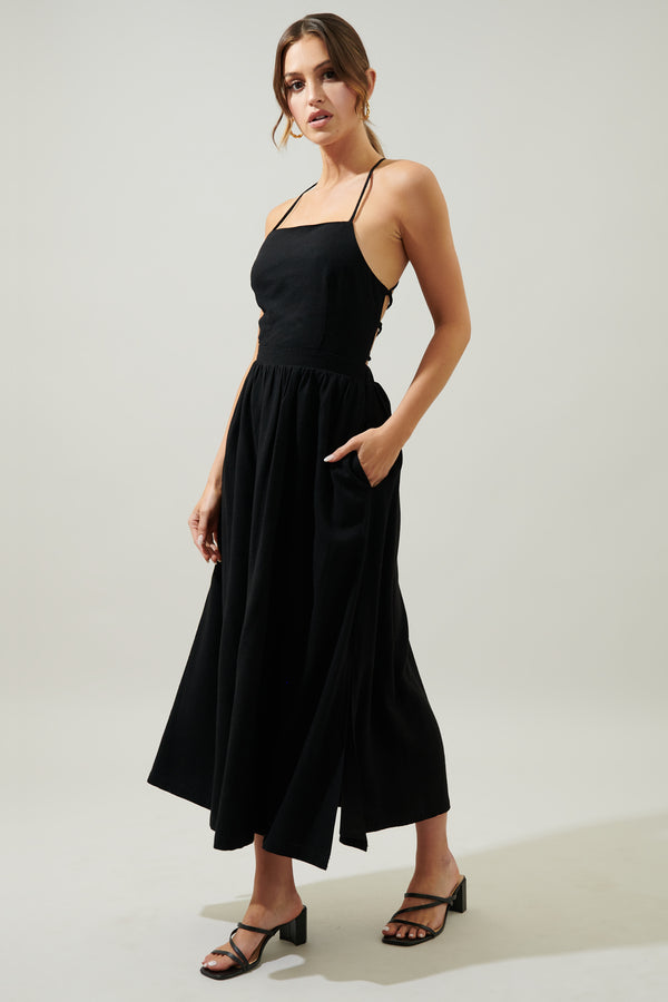 Sugarlips Aisha Open Back Lace Up Midi Dress