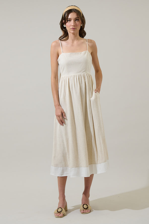 sugarlips Alanah Linen Senia Midi Dress