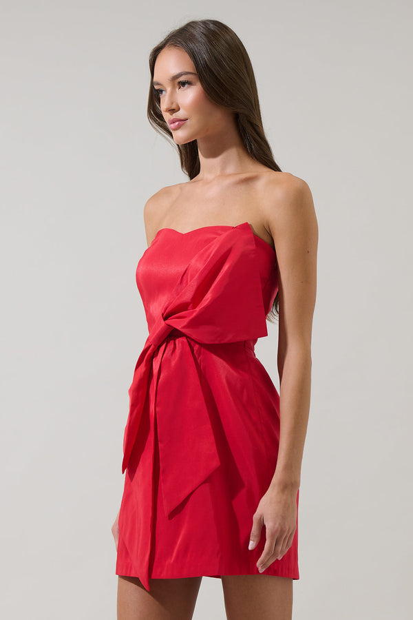 Sugarlips Albina Strapless Bow Mini Dress