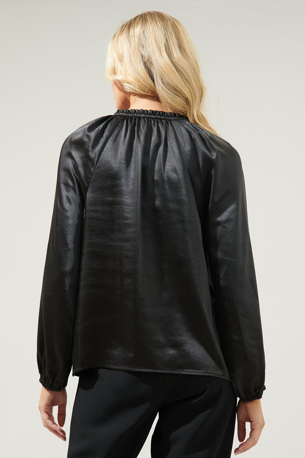 Sugarlips Alcazar Raglan Sleeve Satin Blouse