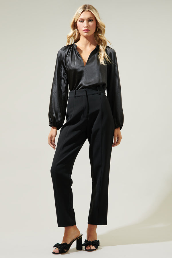 Sugarlips Alcazar Raglan Sleeve Satin Blouse
