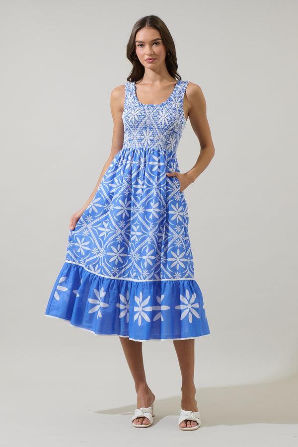 Sugarlips Alexie Floral Jessy Smocked Midi Dress