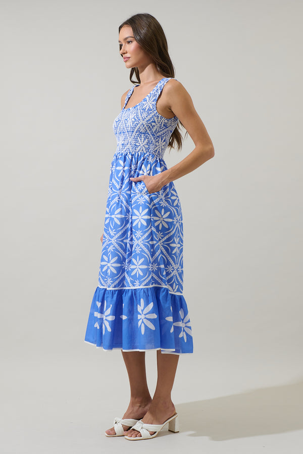 Sugarlips Alexie Floral Jessy Smocked Midi Dress