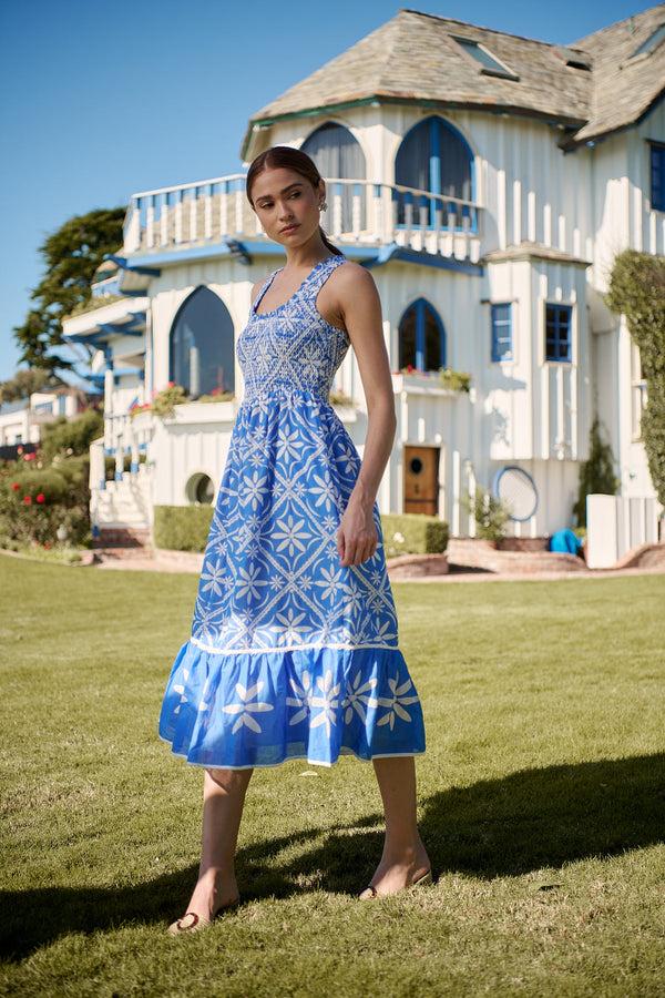 sugarlips Alexie Floral Jessy Smocked Midi Dress