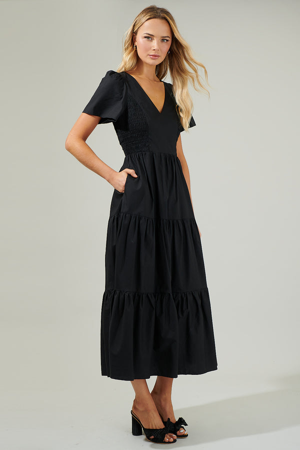 Sugarlips Alexis Poplin Tiered Midi Dress