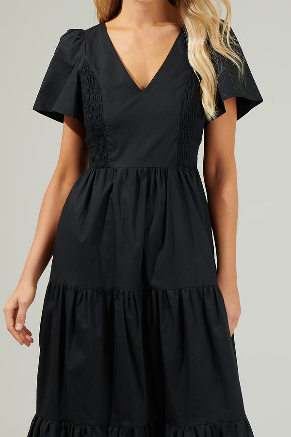 Sugarlips Alexis Poplin Tiered Midi Dress