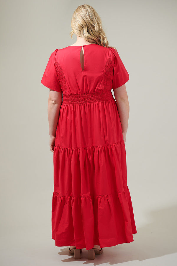 Sugarlips Alexis Poplin Tiered Midi Dress Curve