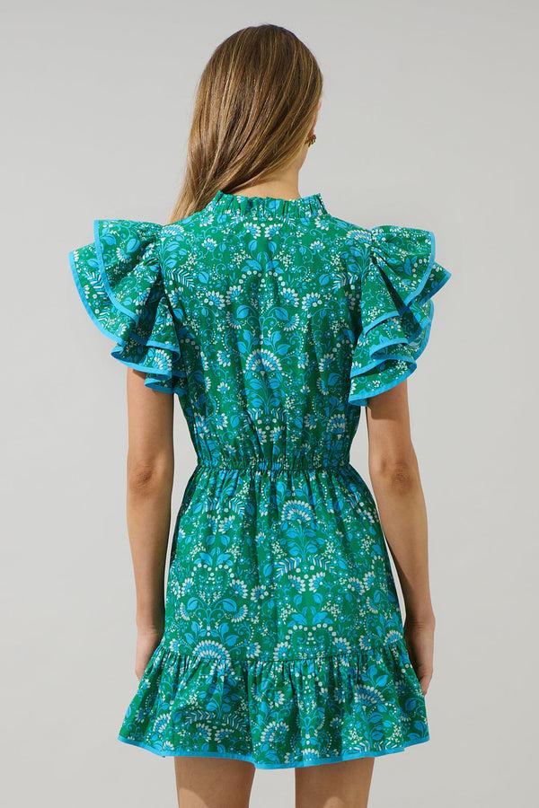 Sugarlips Alina Floral Ruffle Shift Mini Dress