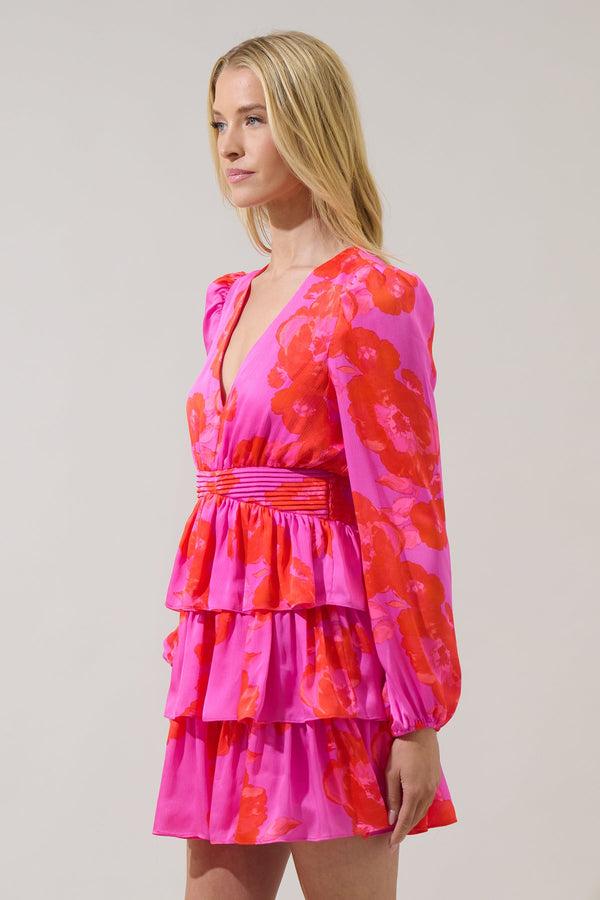 Sugarlips Alivia Floral Mya Tiered Mini Dress