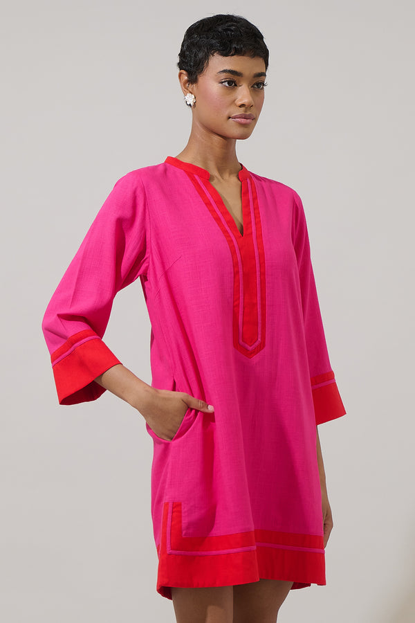 Sugarlips Allie Shift Linen Mini Dress