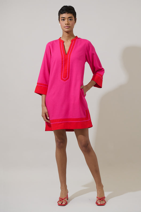 Sugarlips Allie Shift Linen Mini Dress