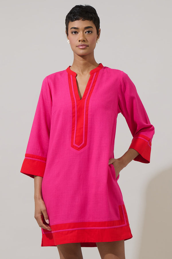 sugarlips Allie Shift Linen Mini Dress