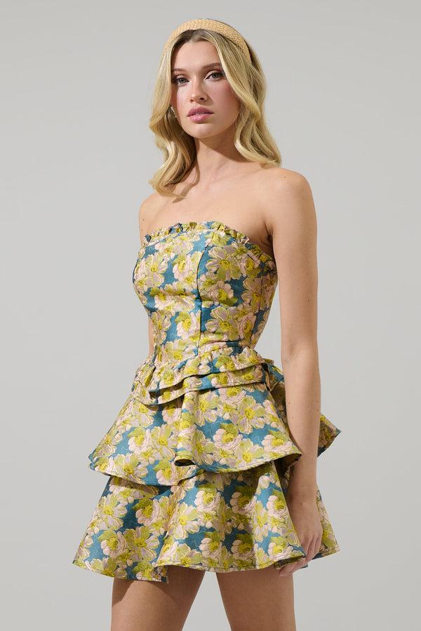 Sugarlips Ally Jacquard Strapless Ruffle Dress