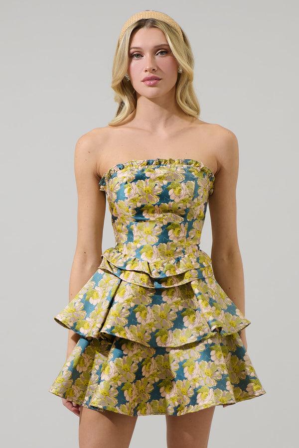 sugarlips Ally Jacquard Strapless Ruffle Dress