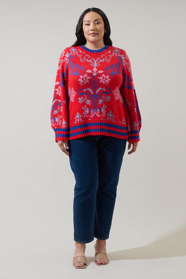 Sugarlips Almila Pleated Long Sleeve Sweater Curve