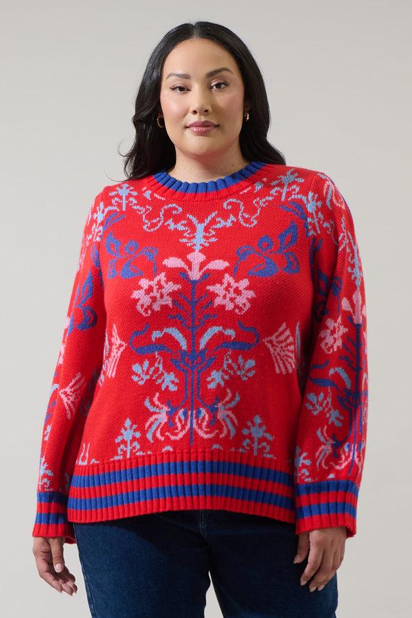 sugarlips Almila Pleated Long Sleeve Sweater Curve