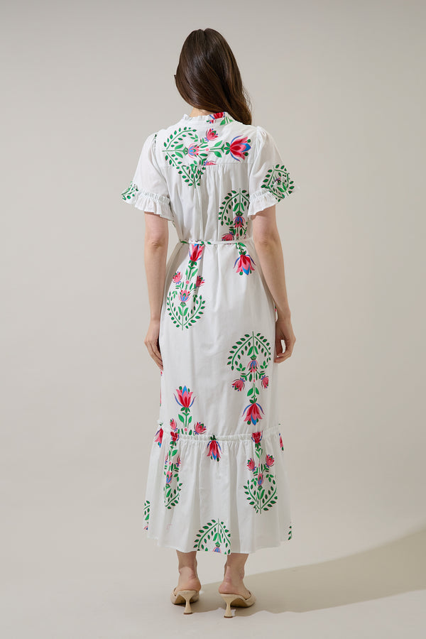 Sugarlips Alna Button Up Midi Dress Saury Floral