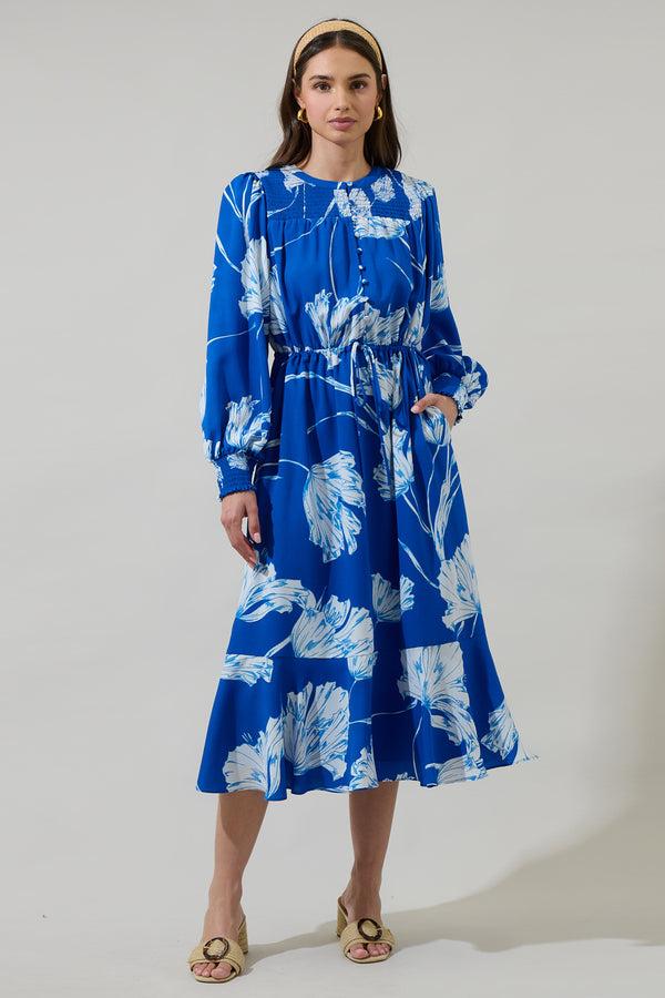 Sugarlips Amanlia Floral Keila Smocked Midi Dress