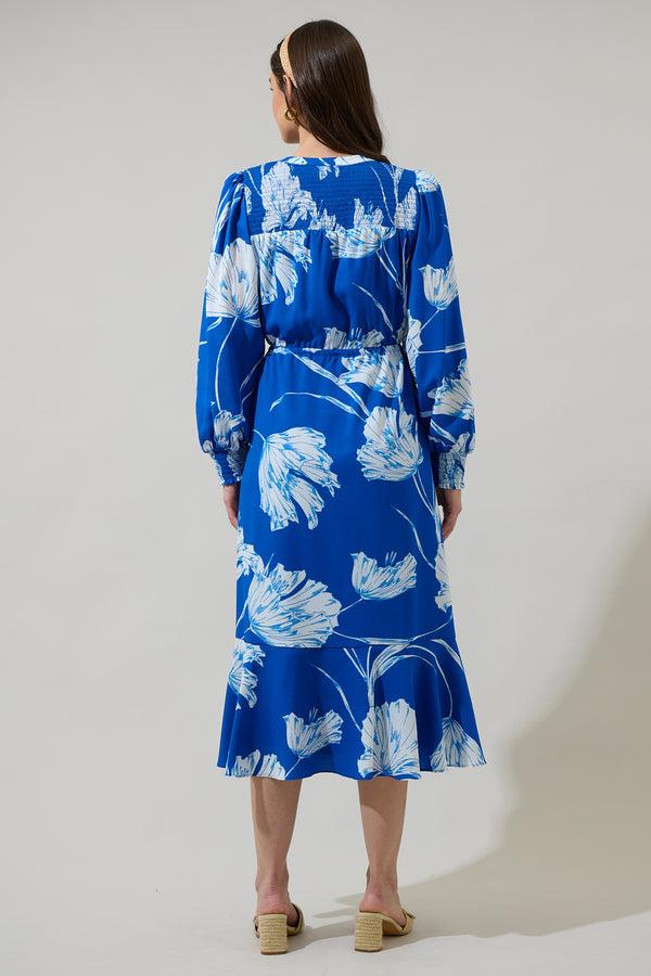 Sugarlips Amanlia Floral Keila Smocked Midi Dress