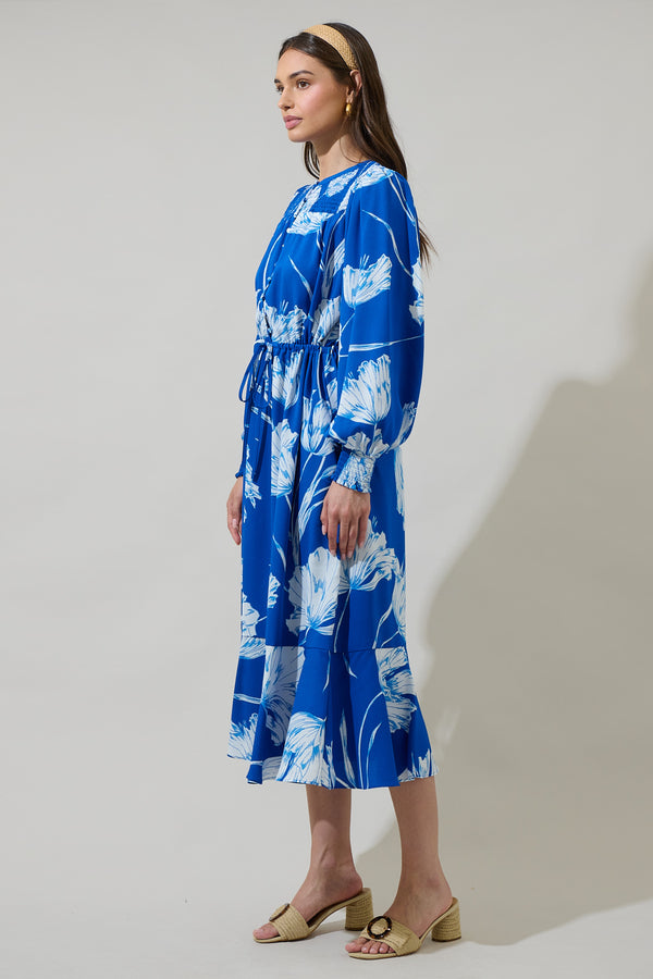 Sugarlips Amanlia Floral Keila Smocked Midi Dress