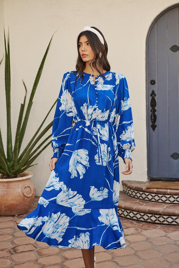 sugarlips Amanlia Floral Keila Smocked Midi Dress