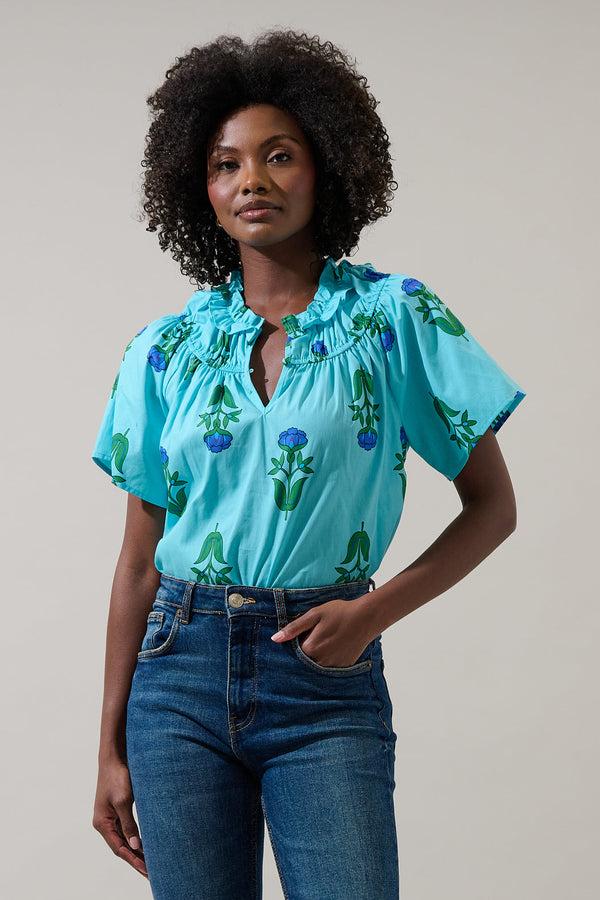 sugarlips Amena Floral Darthy Smocked Top