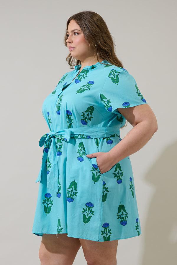 Sugarlips Amena Floral Ema Shift Mini Dress Curve