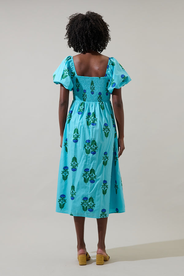 Sugarlips Amena Floral Maray Smocked Midi Dress