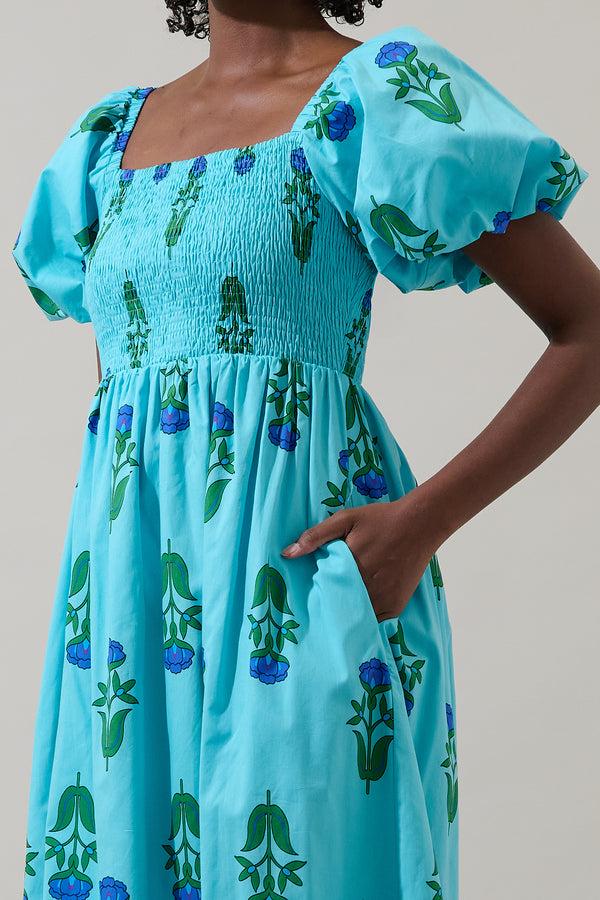 Sugarlips Amena Floral Maray Smocked Midi Dress