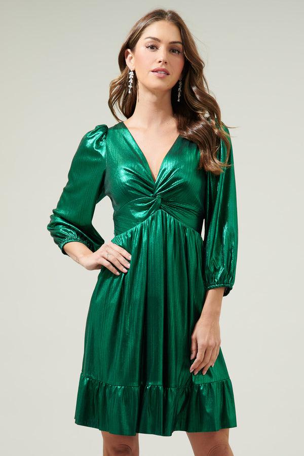 sugarlips Amir Metallic Long Sleeve Mini Dress