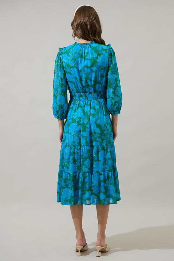 Sugarlips Amren Floral Henri Smocked Midi Dress