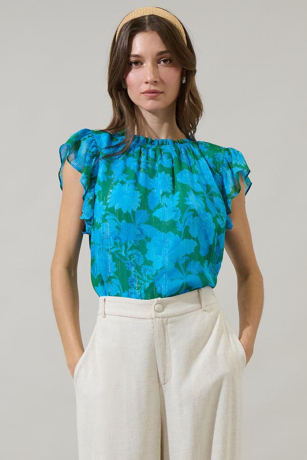 Sugarlips Amren Floral Veda Cap Sleeve Top