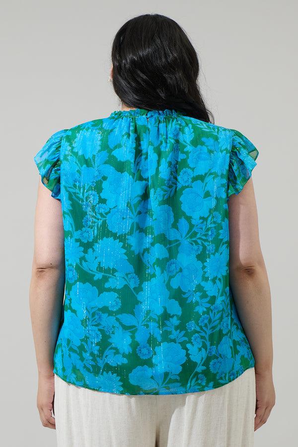 Sugarlips Amren Floral Veda Cap Sleeve Top Curve
