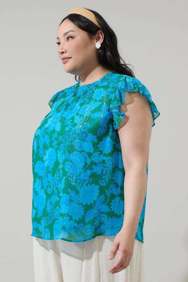 Sugarlips Amren Floral Veda Cap Sleeve Top Curve