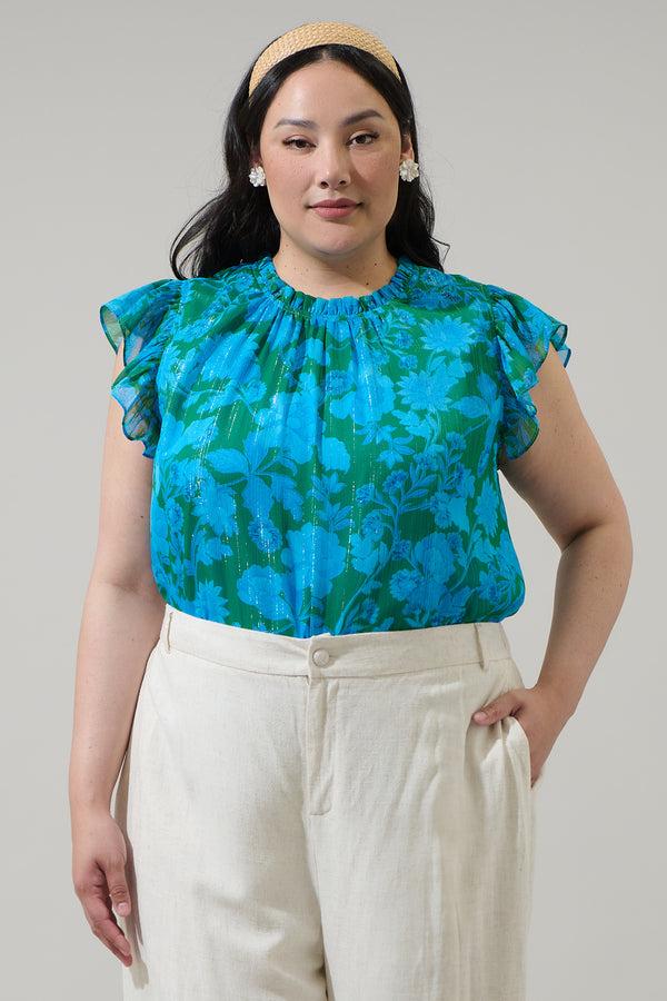 sugarlips Amren Floral Veda Cap Sleeve Top Curve