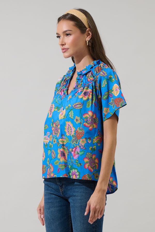 Sugarlips Anabelle Floral Darthy Smocked Top